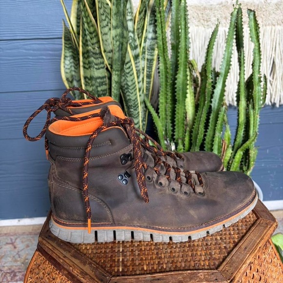 Cole Haan ZERØGRAND Waterproof Hiker Brown leather hiking boots 10 - Picture 4 of 8